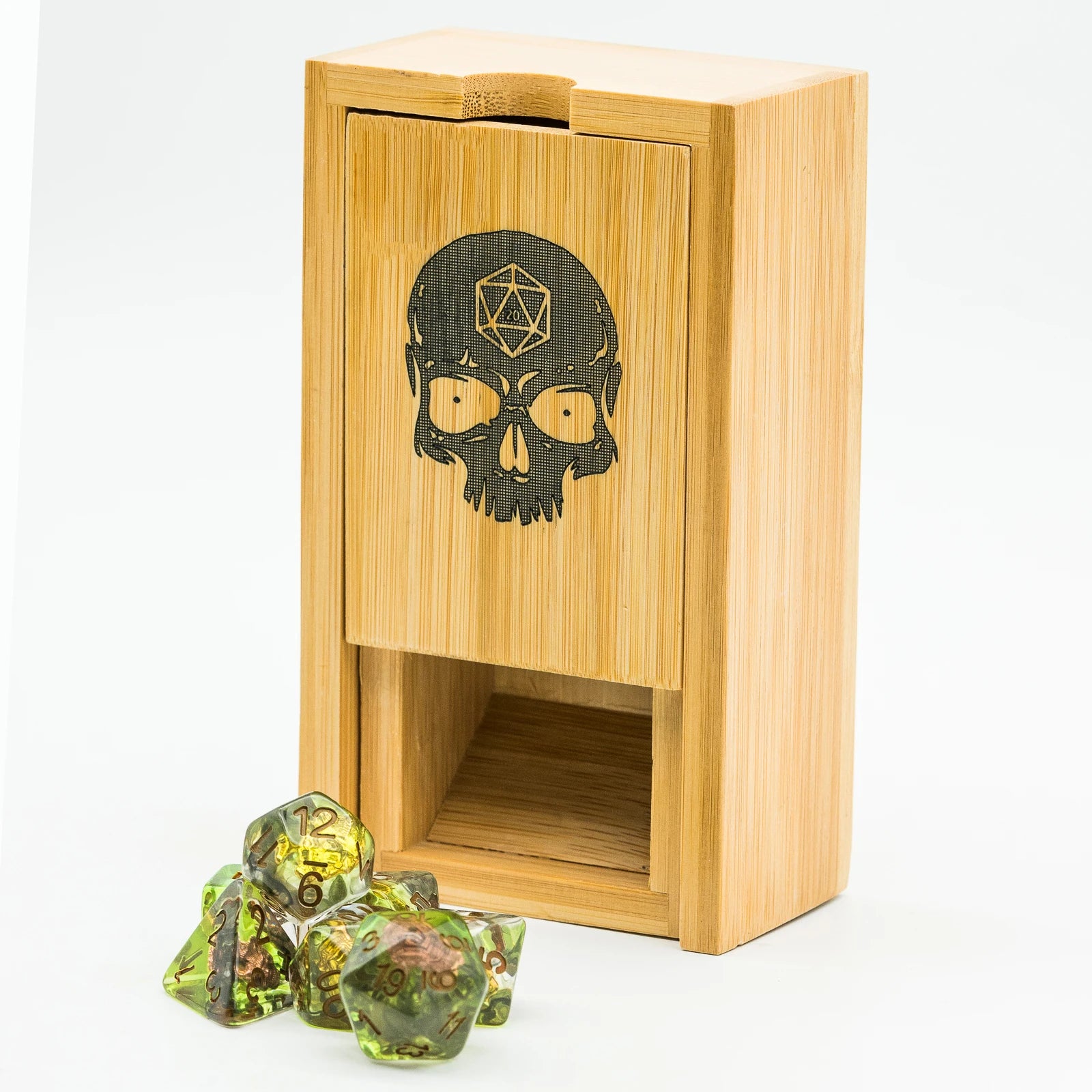Bamboo Dice Tower Foldable Wooden Die Roller Castle Rolling Case Collapsible Dice Chest for Dnd,D&D,Rpg,Board Game Accessory
