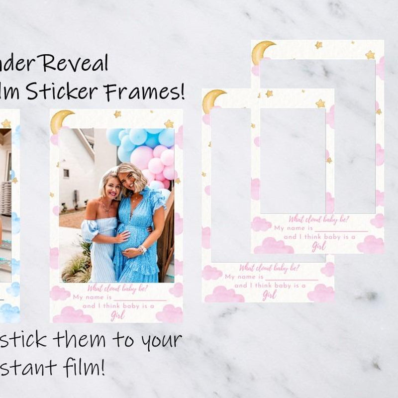 What Cloud Baby Be? Instant Film Gender Reveal Sticker Frames | Gender Reveal | Baby Shower Ideas | Baby Shower Guestbook | Gender Reveal Guestbook