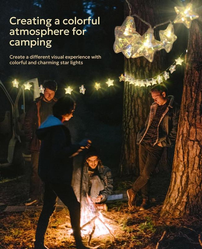 Star LED Fairy String Lights – Usb/Battery Powered 20 Twinkling Lights with Remote & 8 Modes | Waterproof & Durable Ambient Lighting for Tacky Christmas Tree Decor, Bedroom, Back to School Dorm, 4Th of July Party, Indoor/Outdoor Celebration