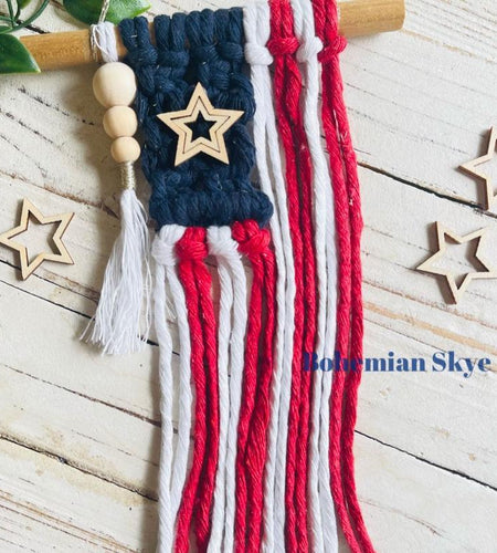 Macrame American Flag, Patriotic Boho Decor, Veteran Gift Idea, 4Th of July Decor Decoration Ornaments Room