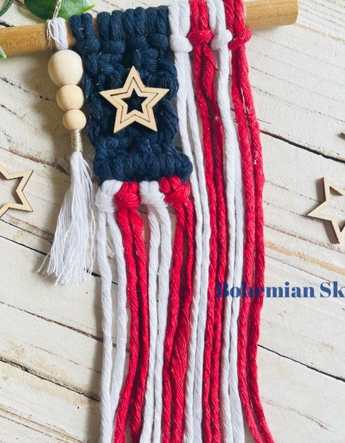 Load image into Gallery viewer, Macrame American Flag, Patriotic Boho Decor, Veteran Gift Idea, 4Th of July Decor Decoration Ornaments Room
