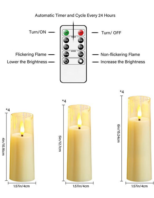 Load image into Gallery viewer, 12 Pcs Flameless Candles, Battery Required, LED Candles with Remote Control Timer, Party Wedding Decor, Halloween, Christmas Decorations, Lighting
