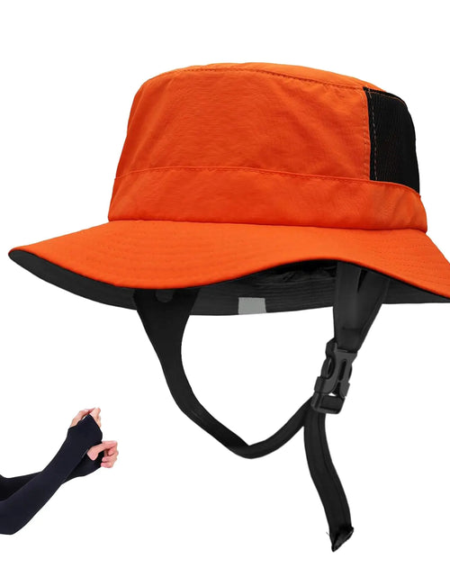 Load image into Gallery viewer, Rosyeon Surf Bucket Sun Hat - Surf Hat UPF 50+ UV Protection Waterproof Surf Sun Hat Chin Strap Surfing Fishing Water Sports | Orange
