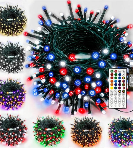 Smart Color Changing Christmas Lights,4Th of July Decoration Lights with Remote & Timer, 66FT 200 LED Patriotic String Lights Waterproof, RGB Twinkle Lights for Indoor Holiday Independence Day Decor