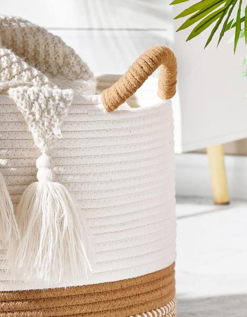 Load image into Gallery viewer, Large Cotton Rope Storage Basket | Durable Pet-Friendly Organizer with Handles | Woven Multi-Purpose Basket for Home &amp; Pet Toys Laundry Room
