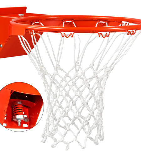 Basketball Rim Replacement Single-Spring Breakaway Basketball Rim Outdoor Indoor Universal 18 Inch Heavy Duty Basketball Hoop Rim and Net