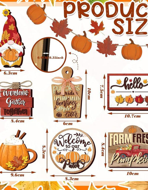 Load image into Gallery viewer, 15 Pcs Fall Tiered Tray Decor Set Hello Fall Decor Autumn Wood Signs Thanksgiving Orange Brown Table Signs Farmhouse Wooden Maple Pumpkin Gnomes Tabletop for Festival Home Decor(Autumn)
