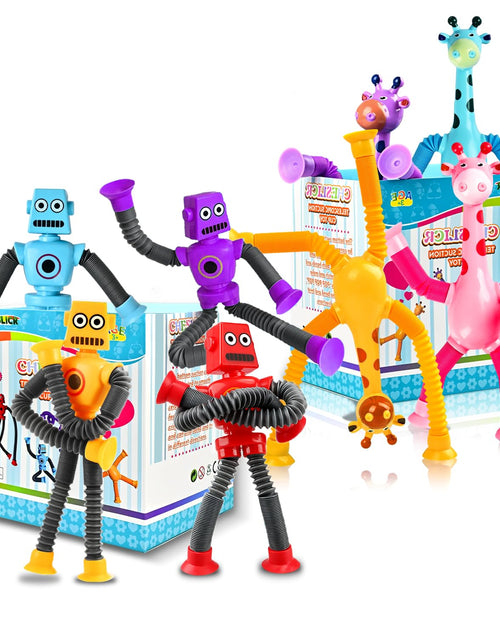 Load image into Gallery viewer, CHESLICR Autism Sensory Toys for Kid Boys Year Old Ages 4 5 6 7 8 9 10(8PCS) Suction Robot Toy Pop Tube Fidget Toys Autistic Travel Toys Valentines Day Gift Easter Basket Stocking Stuffer for Kids
