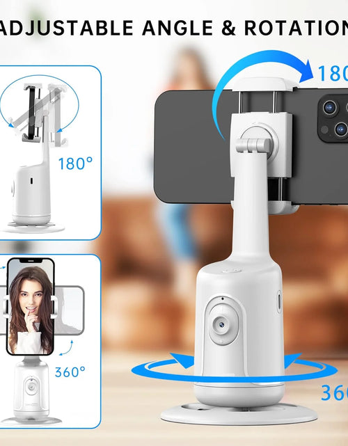 Load image into Gallery viewer, Auto Face Tracking Tripod, No App, 360° Rotation Face Body Phone Camera Mount Gesture Control, Rechargeable Battery for Vlog, Streaming, Video, Tiktok
