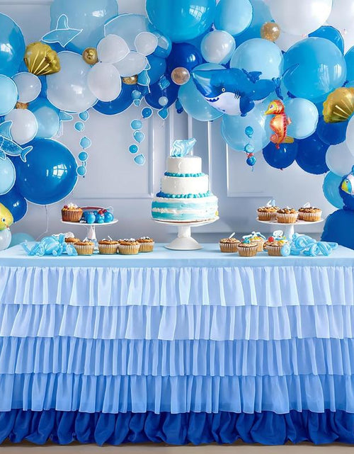 Load image into Gallery viewer, Pastel Rainbow Table Skirt Ruffle Party Tablecloth for Rectangle Table 6Ft Birthday Party Baby Shower
