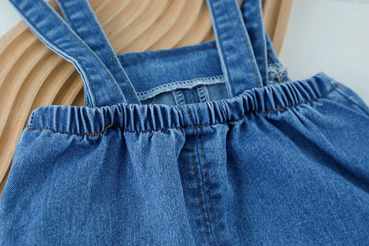 New Summer Newborn Girl Baby Clothes Outfit Sets Floral Shirt + Denim Overalls Suit for Girls Baby Clothing 1 Year Birthday Sets