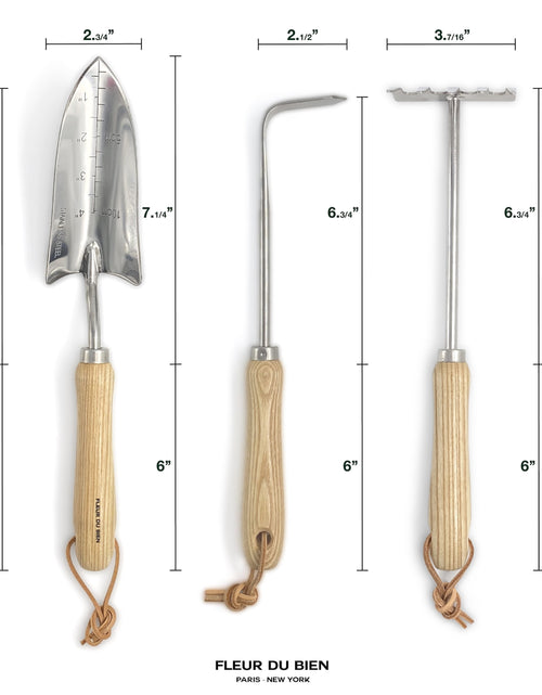 Load image into Gallery viewer, 6 Piece Stainless Steel Heavy Duty Garden Tools Set, with Ash Wood Handle and Non-Slip Rubber Grip Pruner, Premium Canvas and Leather Storage Tote Bag, Outdoor Hand Tools, Garden Gift
