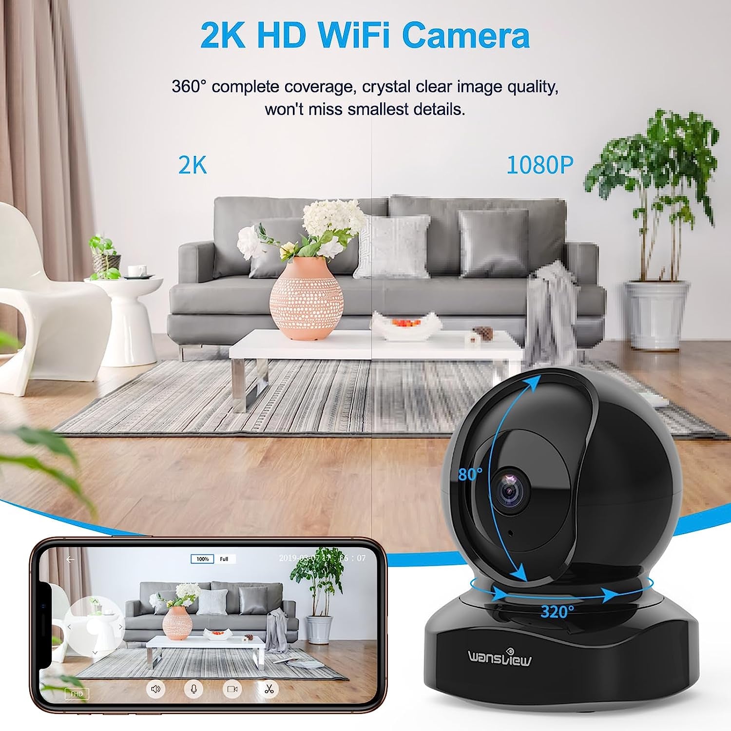 Wansview Wireless Security Camera IP Camera 1080P HD Wifi Home Indoor Camera 2