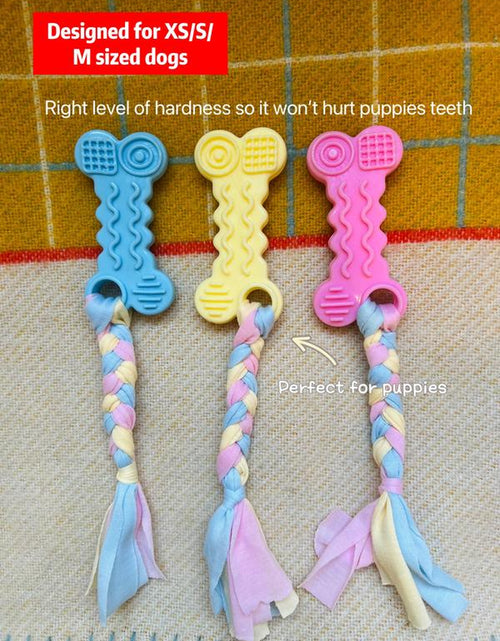 Load image into Gallery viewer, Pack of 3 | Chewable Bone Dog Toy with Rope | Tough Dog Chew Toy | Puppy Chew Toys for Teething | Small Medium Sized Dogs | Pet Toys
