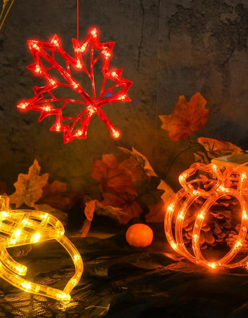 Load image into Gallery viewer, Lolstar Fall Decor Window Lights 2025 Thanksgiving Decorations Acorn Maple Leaves Pumpkin LED Lights with Suction Cups Battery Operated(Exclusive) Slow Fade Mode Timer Autumn Decorations for Home
