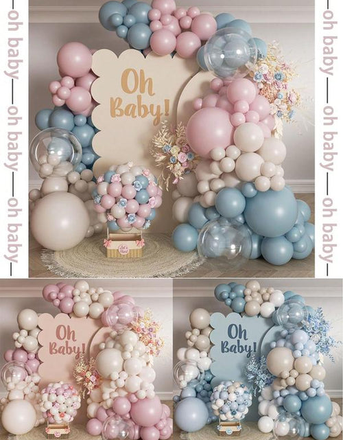 Load image into Gallery viewer, 136PCS Gender Reveal Balloon Arch Kit - Dusty Pink &amp; Fog Blue Balloons, White Sand Balloons, Boho Wedding Decor, Bridal Bear Theme
