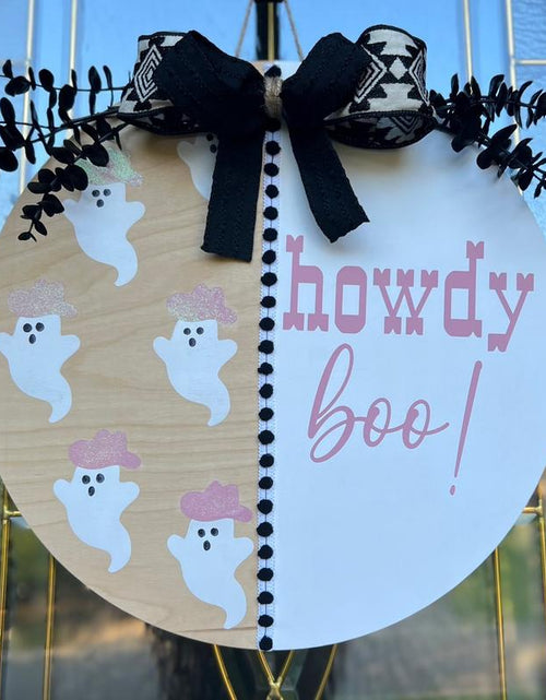Load image into Gallery viewer, Howdy Boo! Halloween Door Hanger - Festive Home Decor Ornaments
