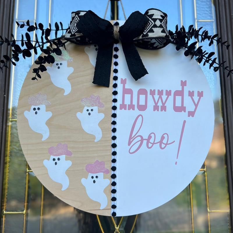 Howdy Boo! Halloween Door Hanger - Festive Home Decor Ornaments