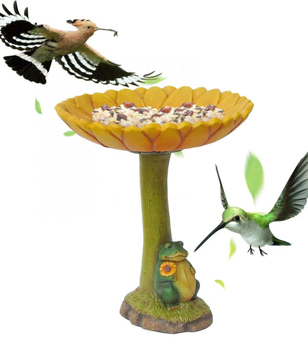 Handmade Standing Resin Bird Bath Bowl, Garden, Yard, and Patio Decor