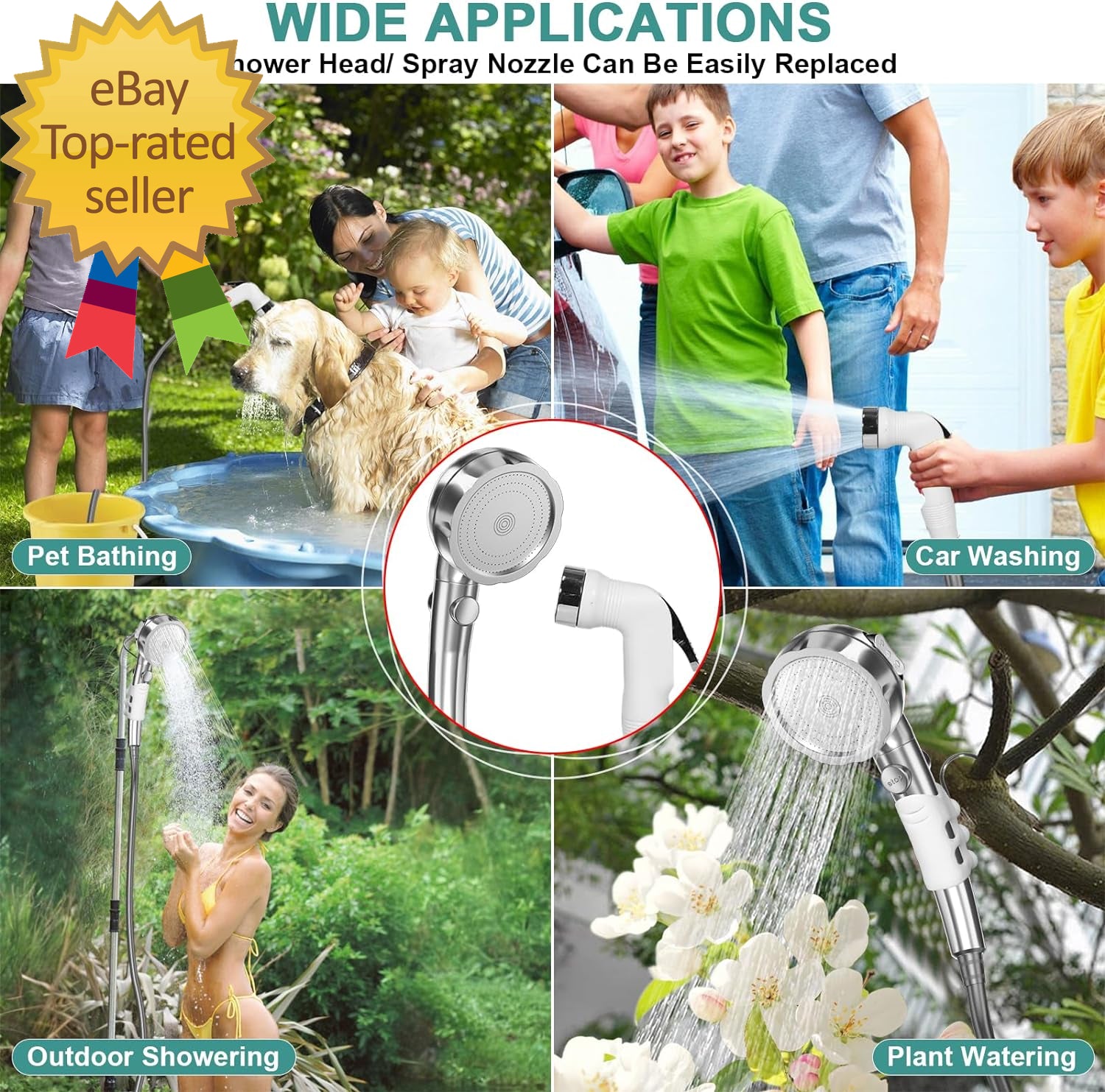 Portable Shower for Camping, Rechargeable Electric Camping Shower Pump