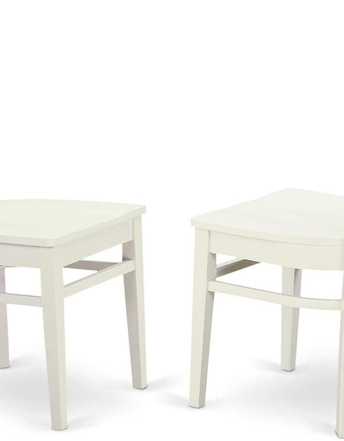 Load image into Gallery viewer, DLGR3-WHI-W 3 Piece Dining Table Set for Small Spaces Contains a round Dining Room Table with Dropleaf and 2 Wood Seat Chairs, 42X42 Inch, Linen White
