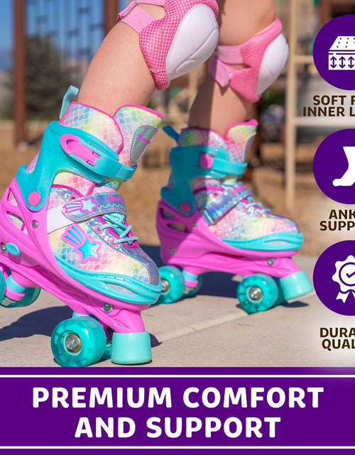 Load image into Gallery viewer, Xinosports Kids Adjustable Roller Skates for Girls &amp; Boys with Light up Wheels (Ages 5-20) – Roller Skates with Illuminating Wheels
