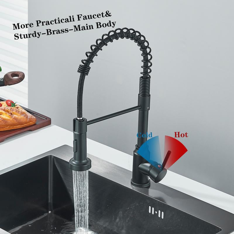Senlesen Kitchen Faucets, Brushed Nickel Commercial Kitchen Faucet with Pull down Sprayer, Stainless Steel Kitchen Sink Faucets for 1 Hole, Single Handle Faucet for Sink Farmhouse Rv