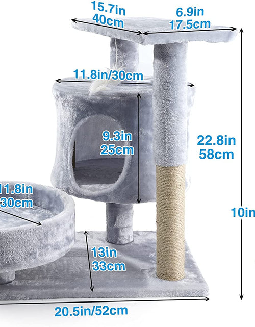 Load image into Gallery viewer, Cat Tree - Cat Tower with Cat Scratching Posts - Cat Condo with Padded Perch, Cat Activity Center for Cats, Cat Climbing Stand with Jump Platform &amp; Toys for Small Kittens Adult Cats

