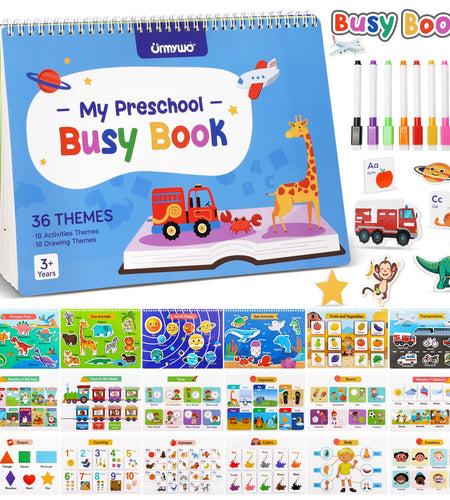 Busy Book for Toddlers - Preschool Learning Activities 36 Themes Learning Tracing Coloring Books Travel Toys for Road Trip Montessori Autism Sensory Toys Christmas Birthday Gifts for Kids Ages 3+