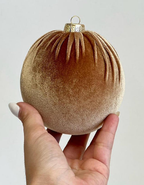 Load image into Gallery viewer, Christmas Velvet Ornaments, Christmas Tree Decoration, Brown Shades Set of 12 Pcs Size 4&quot;, Christmas Handmade Custom Balls Gift Decorative Hanging
