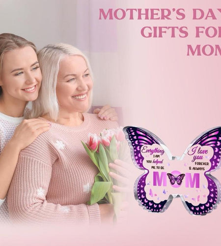 Super Pretty Mothers Day Gifts for Mom, Unique Mom Birthday Gift Ideas, 5X3.8 in Butterfly-Shaped Acrylic Keepsake Gifts for Christmas Thanksgiving from Daughter Son Sweet Decor