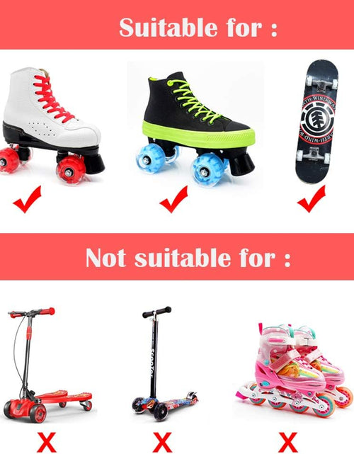 Load image into Gallery viewer, Light up Roller Skate Wheels 8 Pack, 78A Hardness LED Skateboard Wheels with Premium ABEC-9 Bearings, Illuminating Roller Skate Accessories for Outdoor Indoor Quad Skates
