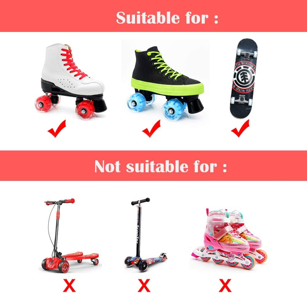 Light up Roller Skate Wheels 8 Pack, 78A Hardness LED Skateboard Wheels with Premium ABEC-9 Bearings, Illuminating Roller Skate Accessories for Outdoor Indoor Quad Skates