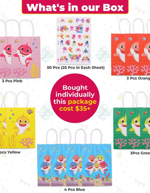 Load image into Gallery viewer, 16 Pcs Baby Shark Birthday Party Bag, under the Sea Themed Baby Shark Party Supplies for Kids, Goodies Bags, Kids Birthday Party Favor Bags
