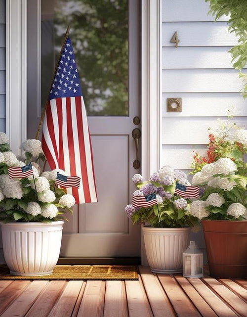 Load image into Gallery viewer, 4Pcs 13&quot;H Metal American Flag Garden Stake Patriotic US Flag Yard Signs Lawn Stakes Star&amp;Stripes for Garden Patio Plant Pot Indoor Outdoor Memorial Day 4Th of July Independence Day Party Supply
