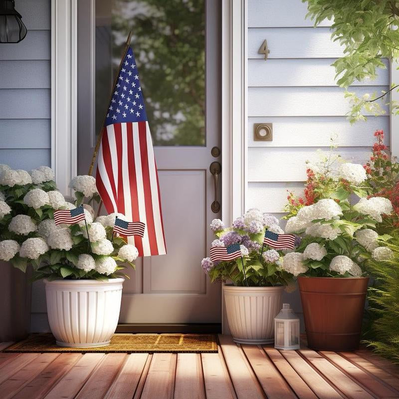 4Pcs 13"H Metal American Flag Garden Stake Patriotic US Flag Yard Signs Lawn Stakes Star&Stripes for Garden Patio Plant Pot Indoor Outdoor Memorial Day 4Th of July Independence Day Party Supply