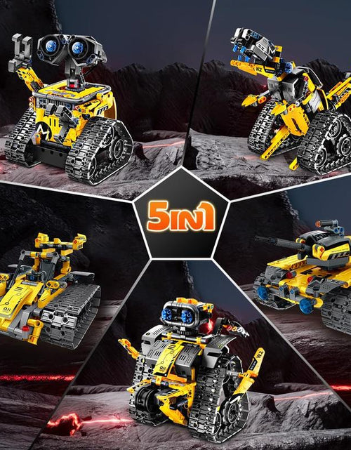 Load image into Gallery viewer, Robot Toys for Kids, 520 PCS App &amp; Remote Control Robotics Kit, 5-In-1 RC Wall Robot, Engineer Robot &amp; Dinosaur Building Toy, Gift for Boys &amp; Girls 6+
