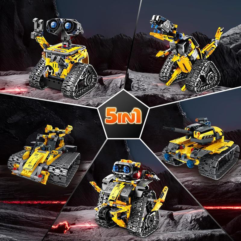 Robot Toys for Kids, 520 PCS App & Remote Control Robotics Kit, 5-In-1 RC Wall Robot, Engineer Robot & Dinosaur Building Toy, Gift for Boys & Girls 6+