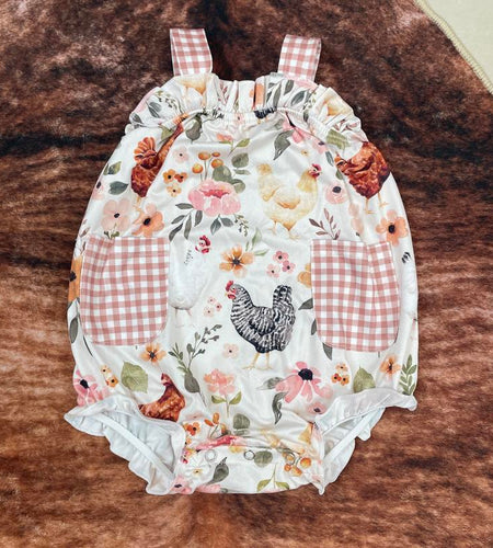 Baby Girl Clothes Chicken Embroidery Baby Summer Bubble Farm Clothing