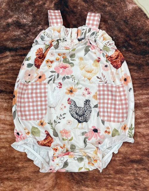 Load image into Gallery viewer, Baby Girl Clothes Chicken Embroidery Baby Summer Bubble Farm Clothing
