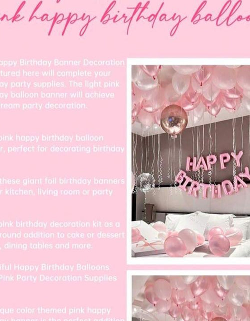 Load image into Gallery viewer, 59Pcs Pink Birthday Party Decoration Set Including Happy Birthday Banner, Latex Balloons, 4D round Foil Balloons with Glue Dots, and White Ribbon Birthday Balloon Foil Balloon Party Decoration Birthday Decoration
