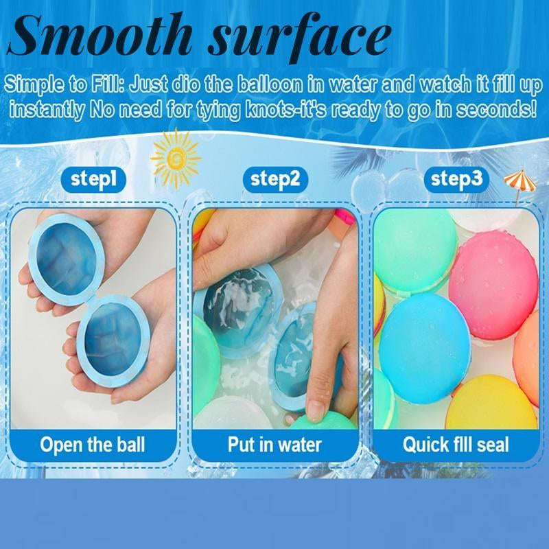 Reusable Water Balloons for Kids, Eco-Friendly Water Balloons with Mesh Bag, Chemical-Free, Summer Pool Beach Toys Summer Water Fun for Outdoor Games, Outdoor Water Game Toys for Teens and Adults, Self-Sealing Bombs Splash Balls, Quick-Fill Magnetic Ball