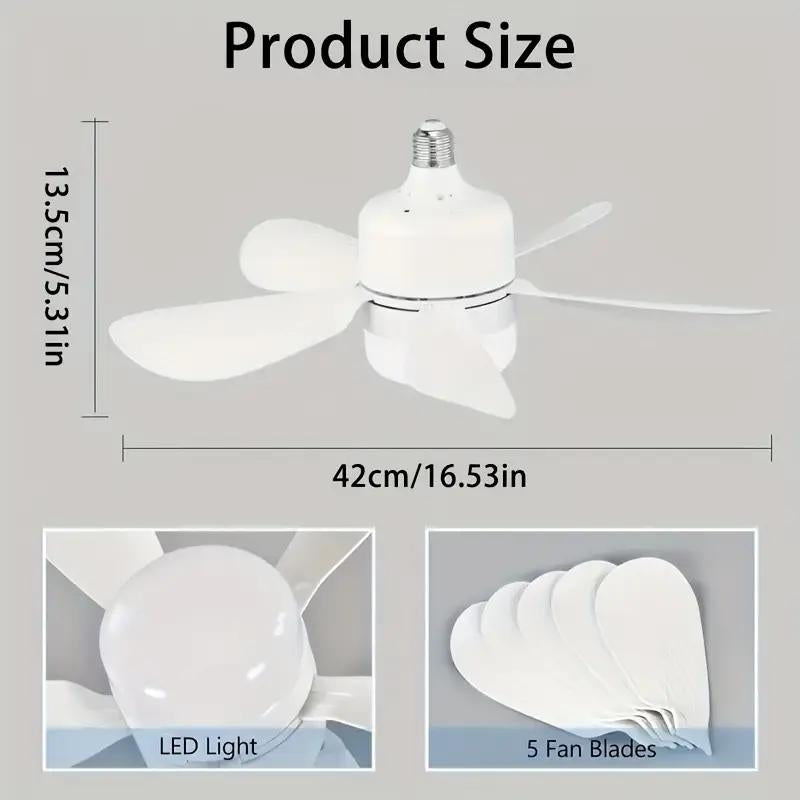 Socket Ceiling Fan Light with Remote Control, E27 Base Dimmable LED Energy Saving Lamp, 3 Levels Dimming, Suitable for Bedroom, Living Room, Kitchen