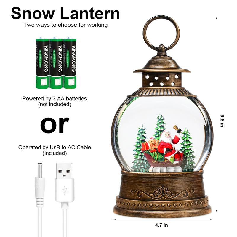Musical Snow Globe Lantern for Christmas Festival Decor - Xmas Tree & Santa
