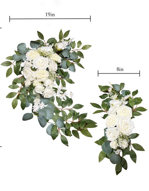 Load image into Gallery viewer, White Rose and Eucalyptus Wedding Arch Backdrop Decor - Set of 2

