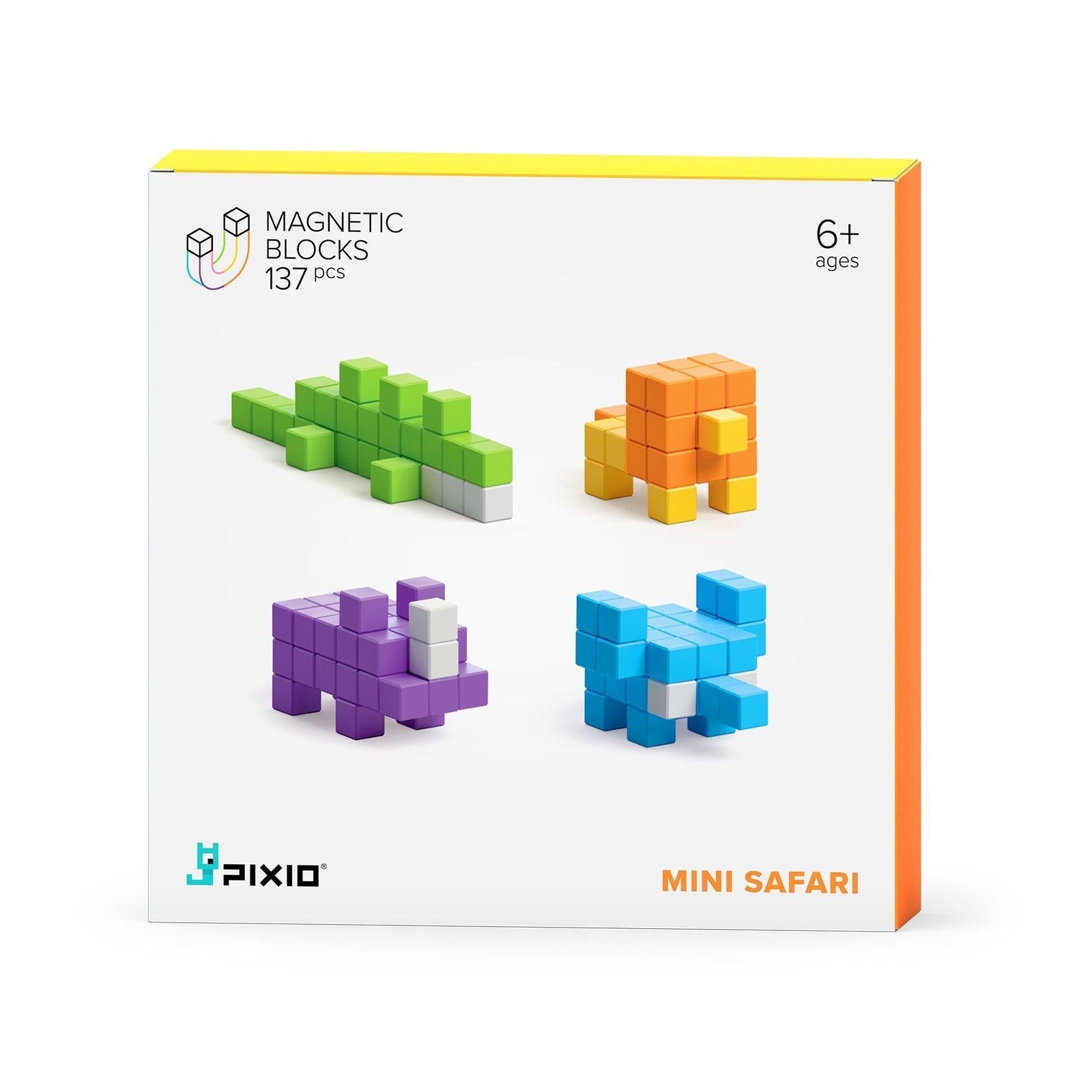 PIXIO Mini Safari 137 Magnetic Blocks in 6 Colors and Free Mobile App for Design