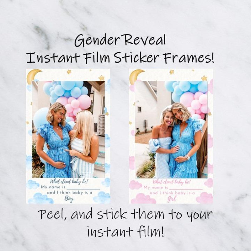 What Cloud Baby Be? Instant Film Gender Reveal Sticker Frames | Gender Reveal | Baby Shower Ideas | Baby Shower Guestbook | Gender Reveal Guestbook