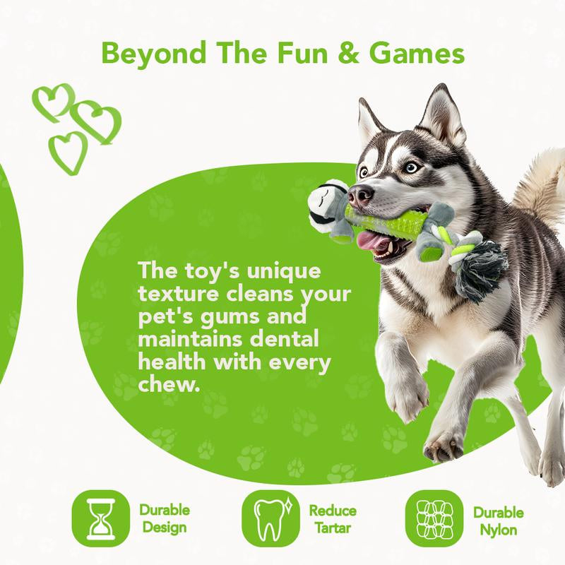 Rethink Pet Playpal 3 in 1 Pet Toy - Koala Rope, Dental Toy and Squeaky Plush Long Lasting Dog Toy
