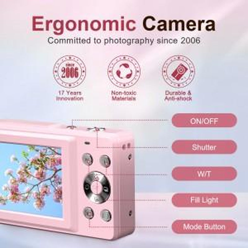 Fall FHD 1080P Digital Cameras Withsd Card, 16X Digital Zoom Camera,Portable Mini Digital Camera Forstudents Boys Girs, Point and Shootcamera Digital for Gifts, Back Toschool Gifts, Boyfriend Gift