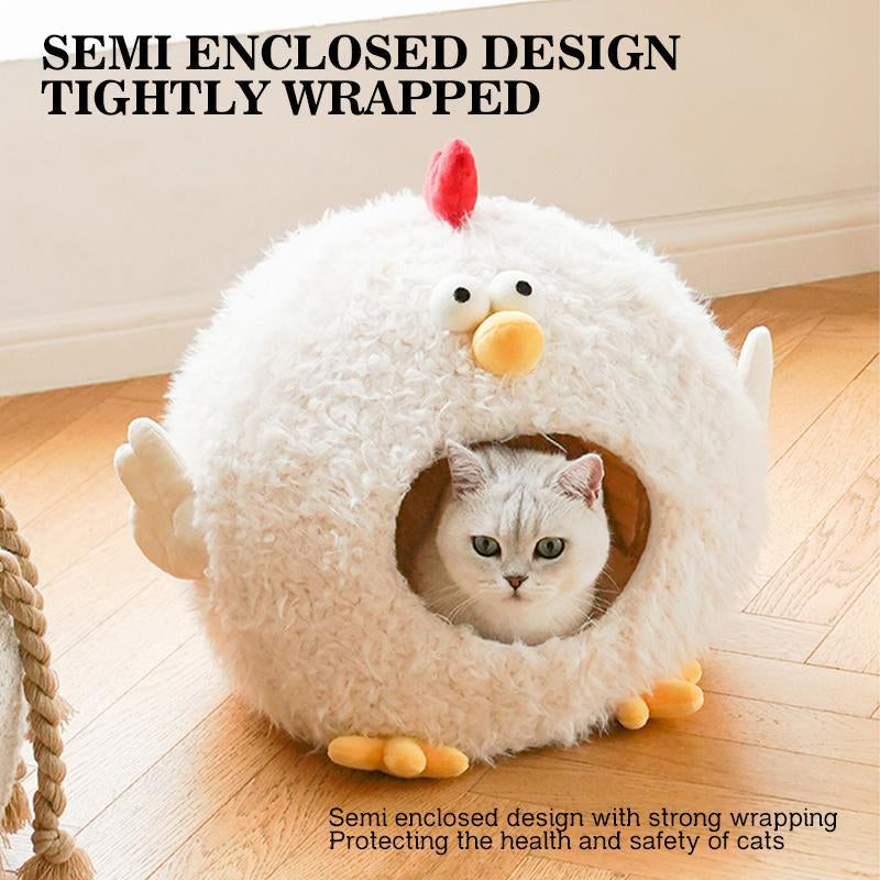 Cute Chicken Design Pet House, Semi-Enclosed Pet Bed, Soft & Comfortable Pet Nest, Pet Supplies for Small Dogs & Cats